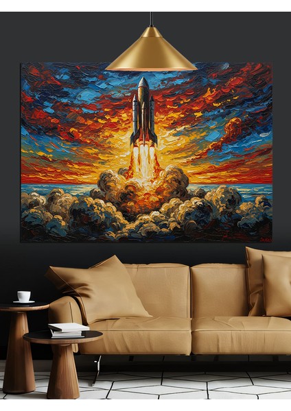 Fırlatılmış Roket Dekoratif Kanvas - Mdf Ahşap Tablo indirimleri