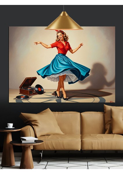 Dans Eden Kız Mavi Elbise Dekoratif Kanvas - Mdf Ahşap Tablo fiyatları