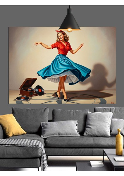 Dans Eden Kız Mavi Elbise Dekoratif Kanvas - Mdf Ahşap Tablo modelleri
