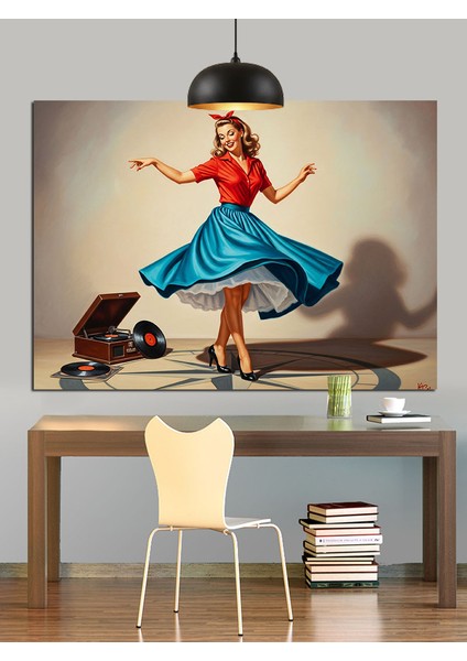 Dans Eden Kız Mavi Elbise Dekoratif Kanvas - Mdf Ahşap Tablo indirimleri
