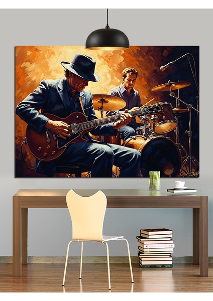 Müzisyenler Caz Grubu Konseri Dekoratif Kanvas - Mdf Ahşap Tablo fırsatları