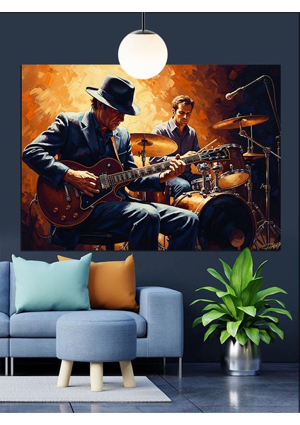 Müzisyenler Caz Grubu Konseri Dekoratif Kanvas - Mdf Ahşap Tablo indirimleri
