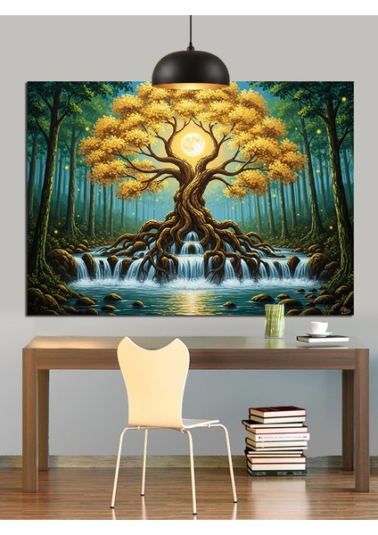 Hayat Ağacı Kökleri Gece Dekoratif Kanvas - Mdf Ahşap Tablo indirimleri