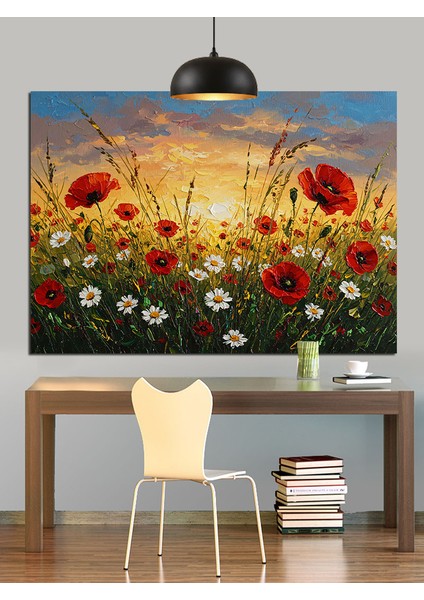 Kırmızı Gelincik Tarlası Sanat Dekoratif Kanvas - Mdf Ahşap Tablo indirimleri