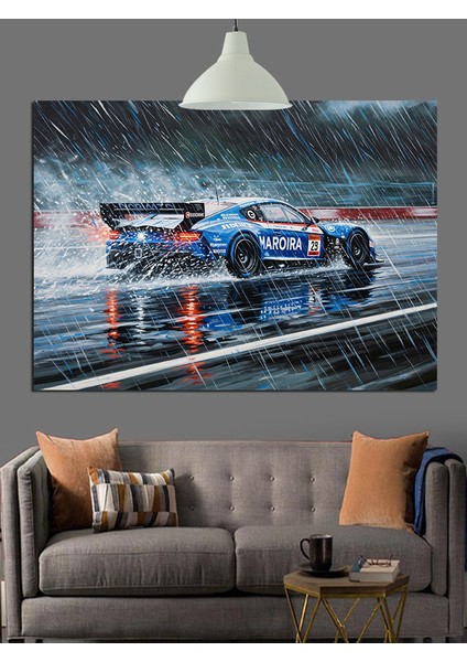 Hızlı Araba Islak Pist Dekoratif Kanvas - Mdf Ahşap Tablo fiyatları