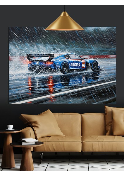 Hızlı Araba Islak Pist Dekoratif Kanvas - Mdf Ahşap Tablo indirimleri