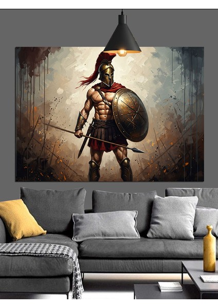 Antik Savaşçı Kalkan Mızrak Dekoratif Kanvas - Mdf Ahşap Tablo modelleri