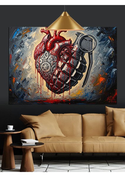 Kalp ve El Bombası Dekoratif Kanvas - Mdf Ahşap Tablo fırsatları