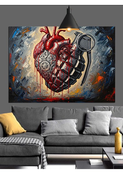 Kalp ve El Bombası Dekoratif Kanvas - Mdf Ahşap Tablo indirimleri