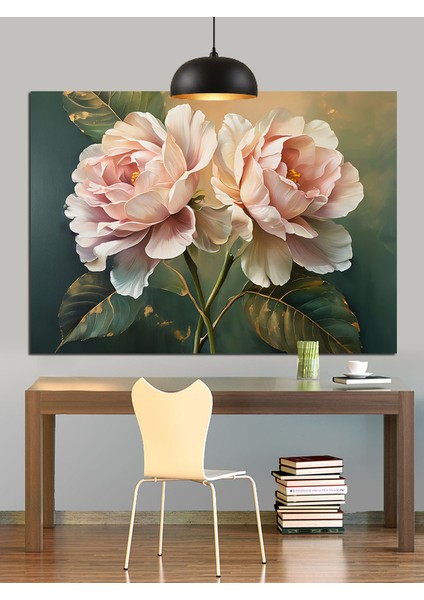 Pembe Güller Çiçek Buketi Dekoratif Kanvas - Mdf Ahşap Tablo