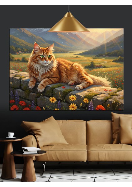 Sarman Kedi Güneşte Uzandı Dekoratif Kanvas - Mdf Ahşap Tablo indirimleri