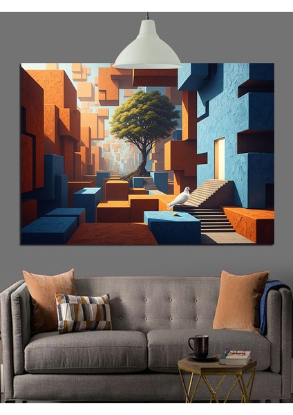 Soyut Binalar ve Manzara Dekoratif Kanvas - Mdf Ahşap Tablo fiyatları
