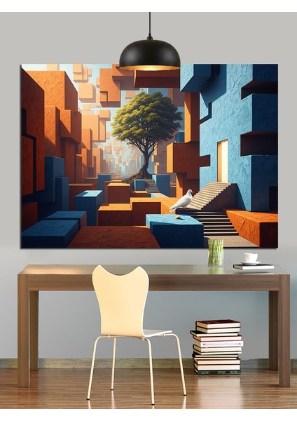 Soyut Binalar ve Manzara Dekoratif Kanvas - Mdf Ahşap Tablo modelleri