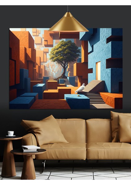 Soyut Binalar ve Manzara Dekoratif Kanvas - Mdf Ahşap Tablo indirimleri