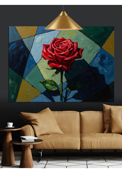 Tek Kırmızı Gül Güzelliği Dekoratif Kanvas - Mdf Ahşap Tablo indirimleri