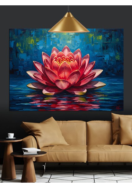 Pembe Nilüfer Çiçeği Su Dekoratif Kanvas - Mdf Ahşap Tablo modelleri
