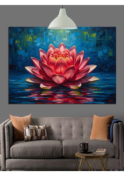Pembe Nilüfer Çiçeği Su Dekoratif Kanvas - Mdf Ahşap Tablo indirimleri
