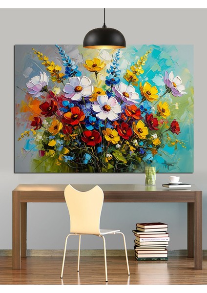 Kır Çiçekleri ve Buket Natürmort Dekoratif Kanvas - Mdf Ahşap Tablo fiyatları