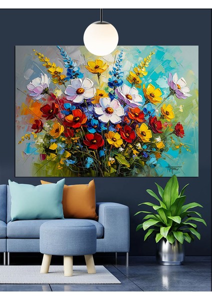 Kır Çiçekleri ve Buket Natürmort Dekoratif Kanvas - Mdf Ahşap Tablo modelleri