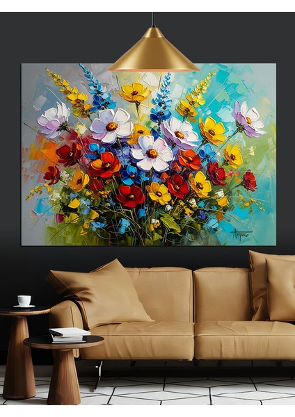 Kır Çiçekleri ve Buket Natürmort Dekoratif Kanvas - Mdf Ahşap Tablo fırsatları