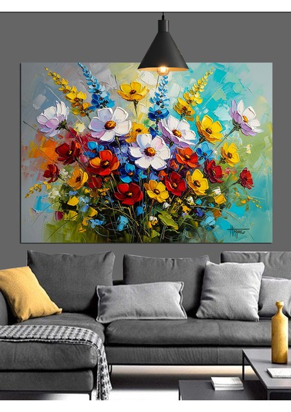 Kır Çiçekleri ve Buket Natürmort Dekoratif Kanvas - Mdf Ahşap Tablo indirimleri