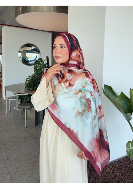 Desenli Pamuk Soft Şal Mena Serisi Bordo Mavi PS94 fiyatları