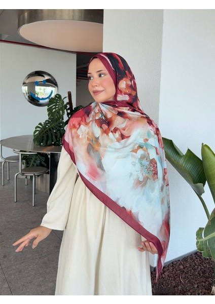 Desenli Pamuk Soft Şal Mena Serisi Bordo Mavi PS94 modelleri