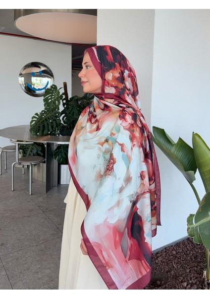 Desenli Pamuk Soft Şal Mena Serisi Bordo Mavi PS94 fırsatları