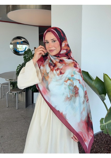 Desenli Pamuk Soft Şal Mena Serisi Bordo Mavi PS94 indirimleri