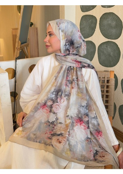 Desenli Bambu Kraş Şal Tok Duran Kadın Şal Bej Gri fırsatları