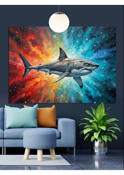 Köpek Balığı Saldırısı Okyanus Dekoratif Kanvas - Mdf Ahşap Tablo fiyatları