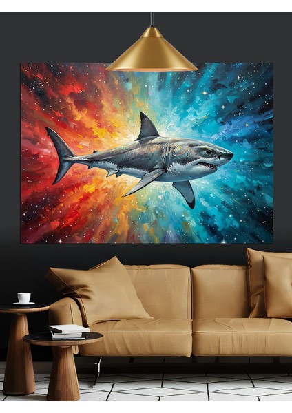 Köpek Balığı Saldırısı Okyanus Dekoratif Kanvas - Mdf Ahşap Tablo modelleri