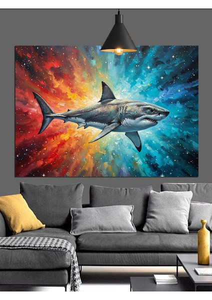 Köpek Balığı Saldırısı Okyanus Dekoratif Kanvas - Mdf Ahşap Tablo fırsatları