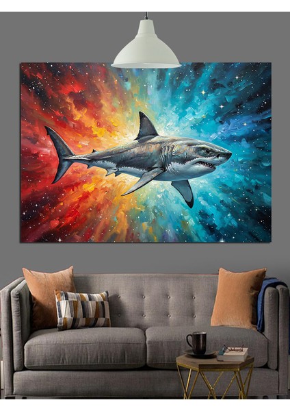 Köpek Balığı Saldırısı Okyanus Dekoratif Kanvas - Mdf Ahşap Tablo indirimleri