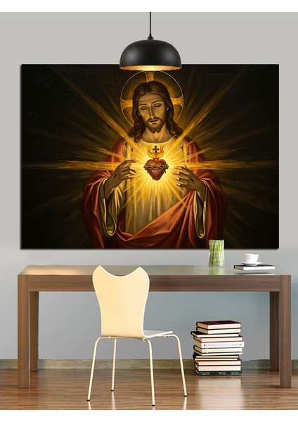 Kutsal Kalp Figürü Isa Portresi Dekoratif Kanvas - Mdf Ahşap Tablo modelleri