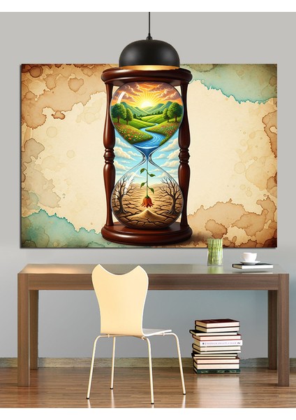 Kum Saati Zaman Kapsülü Dekoratif Kanvas - Mdf Ahşap Tablo fiyatları