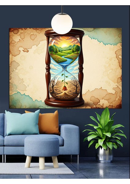 Kum Saati Zaman Kapsülü Dekoratif Kanvas - Mdf Ahşap Tablo modelleri