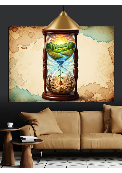 Kum Saati Zaman Kapsülü Dekoratif Kanvas - Mdf Ahşap Tablo fırsatları