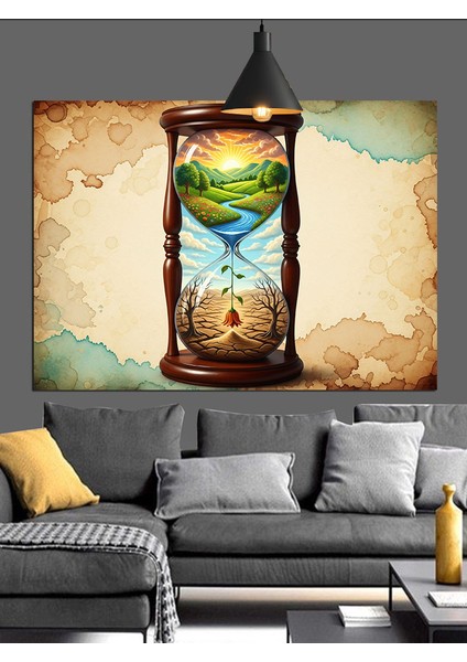 Kum Saati Zaman Kapsülü Dekoratif Kanvas - Mdf Ahşap Tablo indirimleri