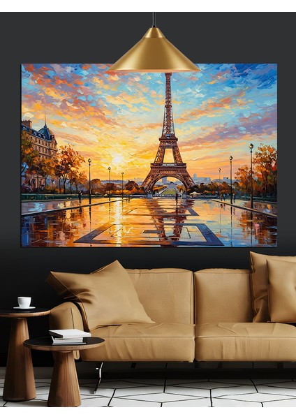 Eyfel Kulesi Paris Manzarası Dekoratif Kanvas - Mdf Ahşap Tablo fiyatları