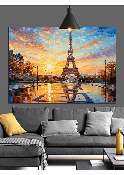 Eyfel Kulesi Paris Manzarası Dekoratif Kanvas - Mdf Ahşap Tablo modelleri