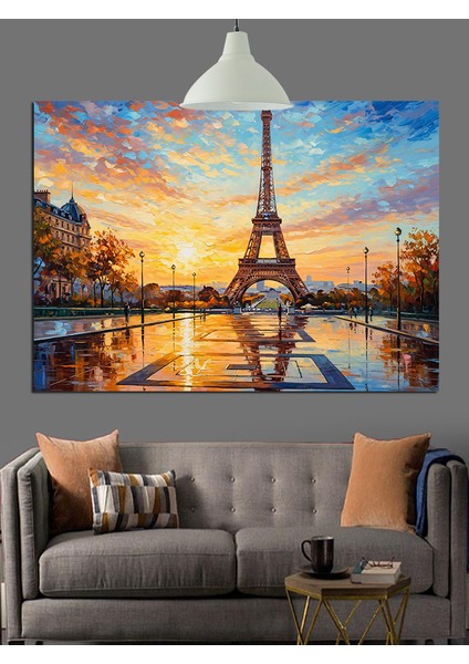 Eyfel Kulesi Paris Manzarası Dekoratif Kanvas - Mdf Ahşap Tablo fırsatları