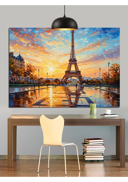 Eyfel Kulesi Paris Manzarası Dekoratif Kanvas - Mdf Ahşap Tablo indirimleri