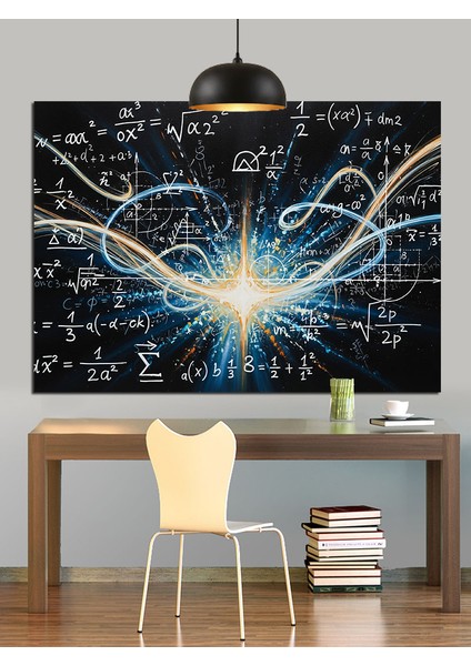 Elektrik Çizgileri ve Matematik Formülleri Dekoratif Kanvas - Mdf Ahşap Tablo