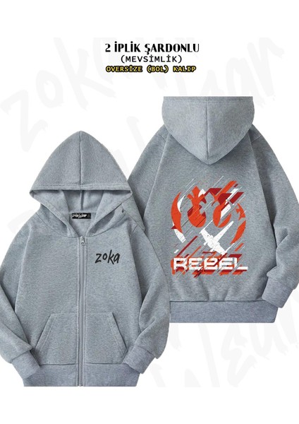 Unisex Star Wars Rebel Baskılı Oversize Sırt Baskılı Fermuarlı Kapşonlu Hırka