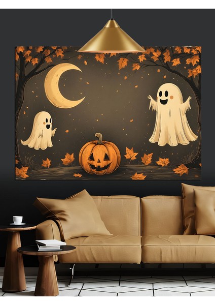 Cadılar Bayramı Hayalet Figürler Dekoratif Kanvas - Mdf Ahşap Tablo