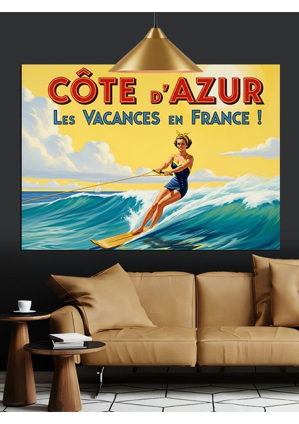 Sörf Tatili Vintage Afiş Dekoratif Kanvas - Mdf Ahşap Tablo