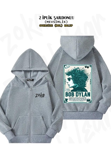 Unisex Bob Dylan V2 Baskılı Oversize Sırt Baskılı Fermuarlı Kapşonlu Hırka