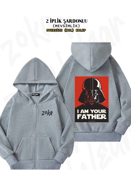 Unisex Star Wars Darth Vader Fath Baskılı Oversize Sırt Baskılı Fermuarlı Kapşonlu Hırka