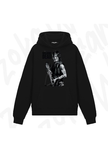 Daryl Dixon The Walking Dead Tasarım Baskılı Kapüşonlu Sweatshirt